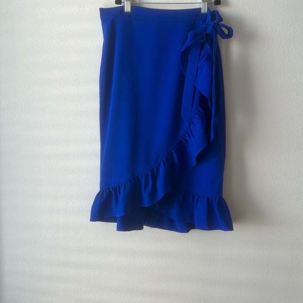 Express Blue Asymmetrical Wrap Skirt